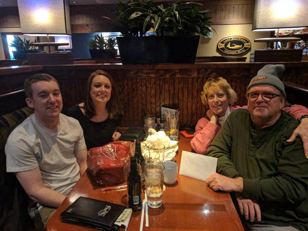 Belated b'day celebration with son Andrew, daughter Emily & girlfriend Bonnie