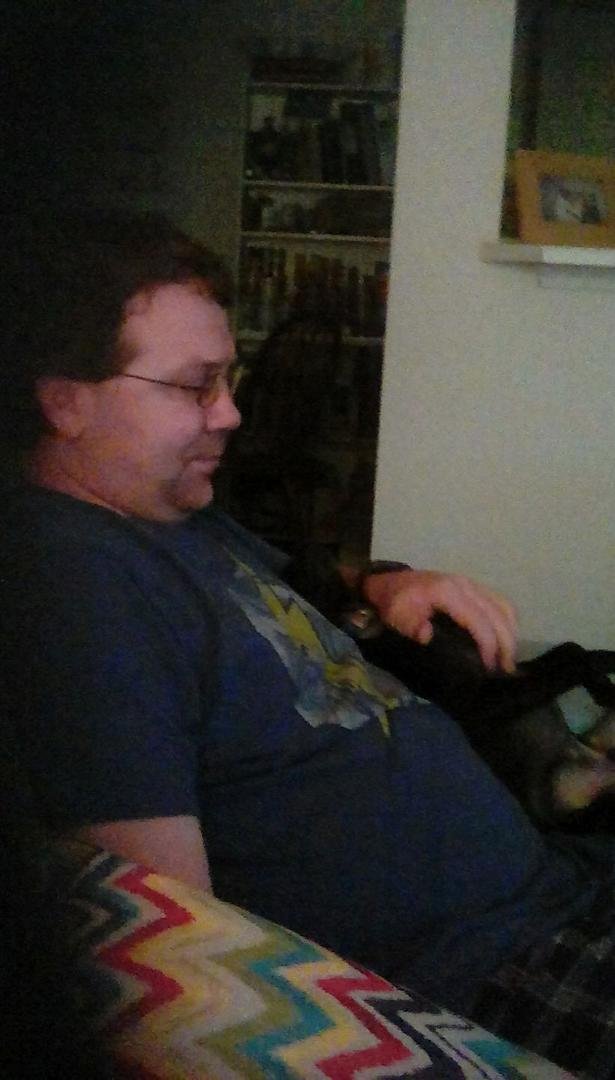A boy and his dog chilling out.