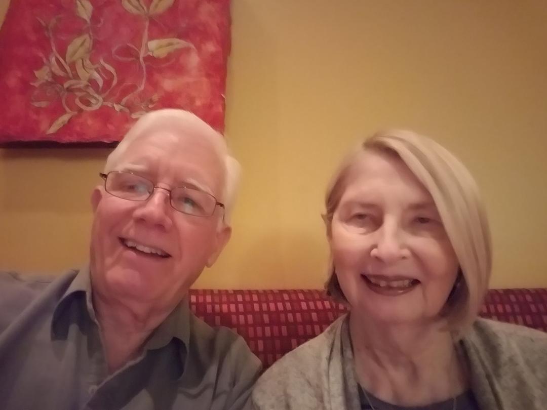A selfie taken of Bob and Barb as they celebrate their 47th anniversary at Roy's restaurant in Newport Beach 1-26-2017