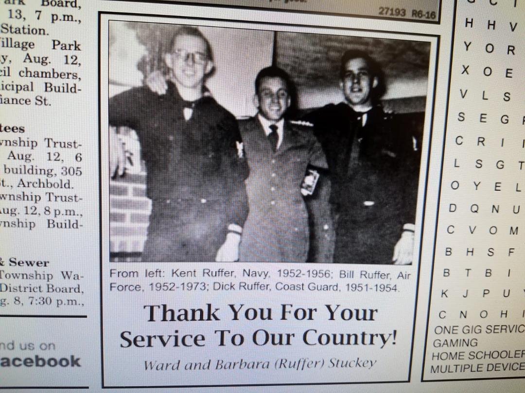 Picture was posted in local Ohio newspaper today. We all thank Barb & Ward for helping remember those that served!