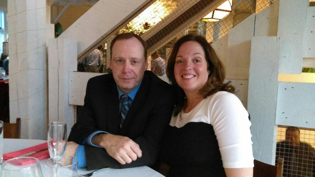 Went to a wedding yesterday. Yes that's me next to Amy Schaefer not wearing a hat or a hoodie or shorts.