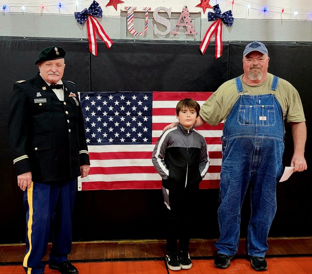 Sallisaw Elementary honored veterans today. Our Grandson, Oliver, brought two.