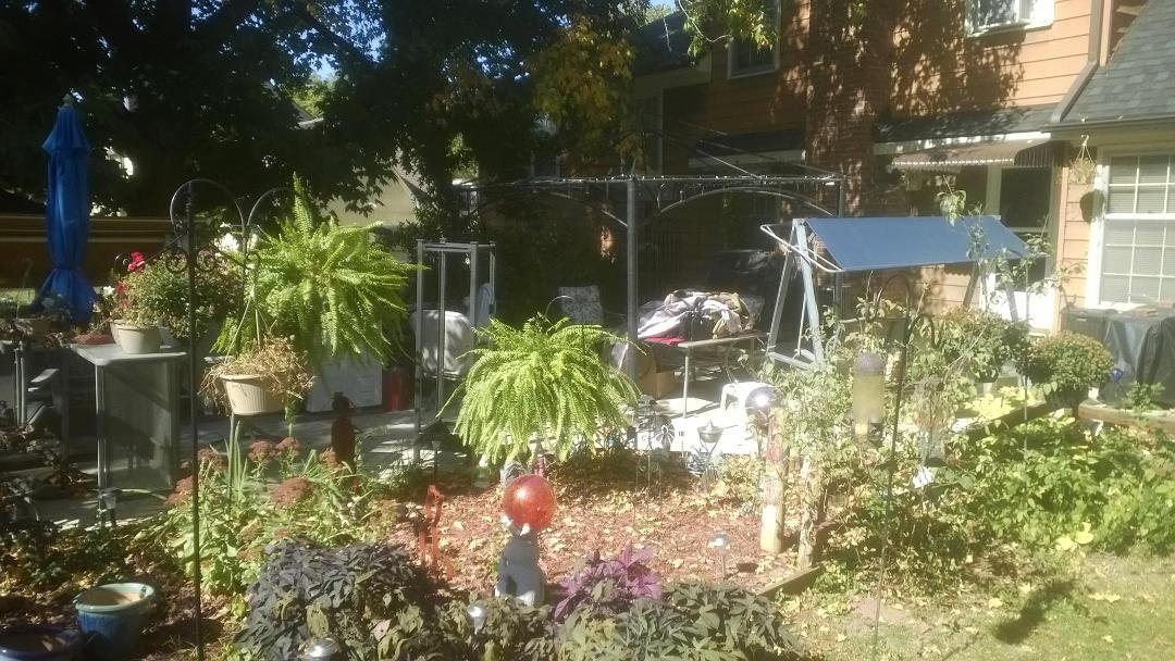 I've spent the last 4 hours breaking down the patio & fountains. I still have a day or so to go, but I got all the electronics put away, so no Google Fiber TV's or Sirius Satellite Radio. Need to break, clean up and go do m