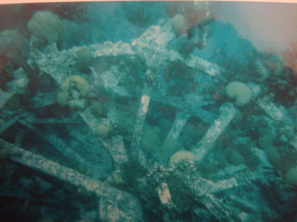 Side paddlewheel from Confederate blockaderunner Constellation sunk on Bermuda reef
