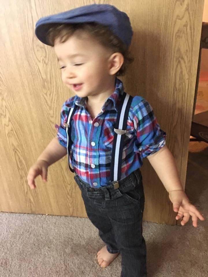 Our great grandson at only 1 yr already a ham!! Adorable isn't he