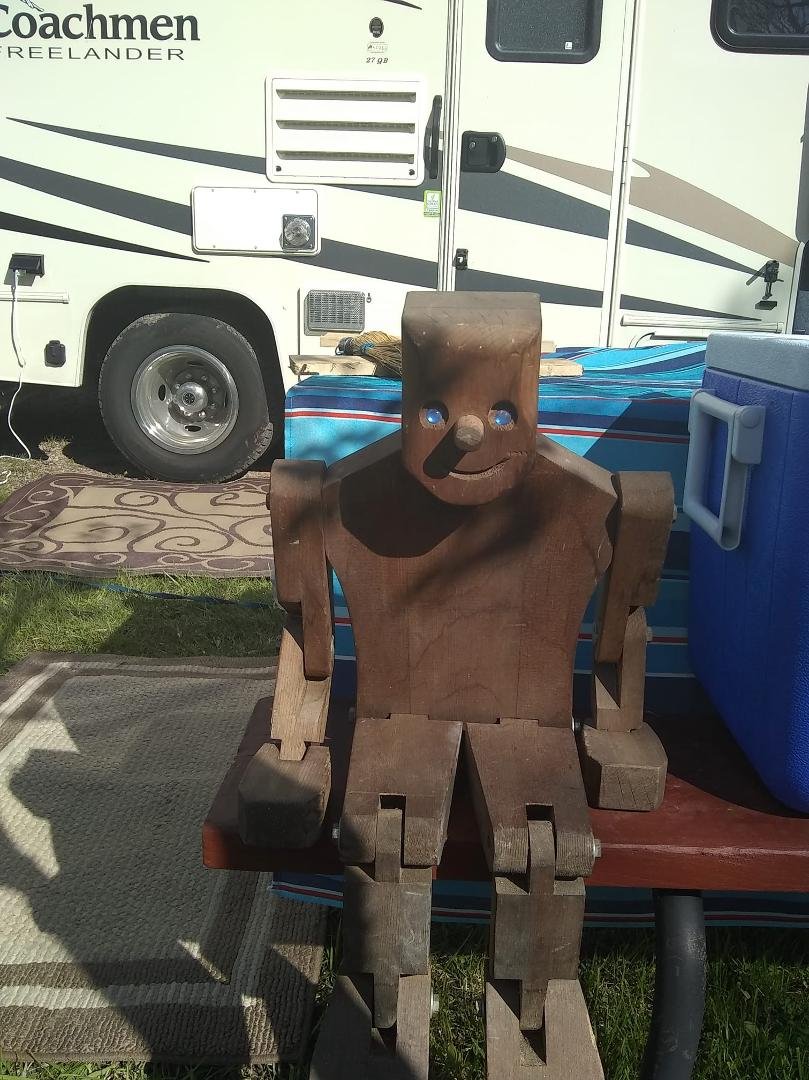 Say hi to our new camping buddy. Having fun in Kewaunee and Algoma camping, rummaging and antiqueing. Looking for name suggestions. Mark likes Kewaunee Kenny?