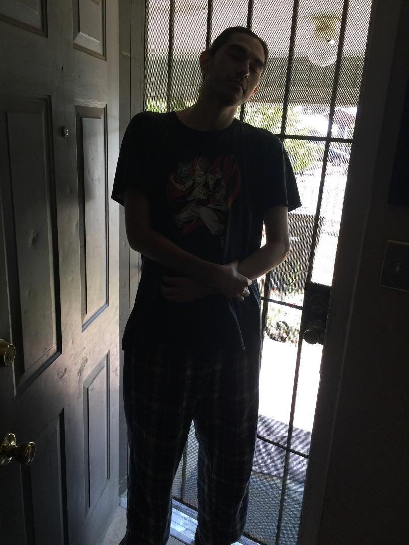Look who finally woke up lol
We just realized how tall this doorway is. It’s nowhere near wide enough for things, but he’s really tall!