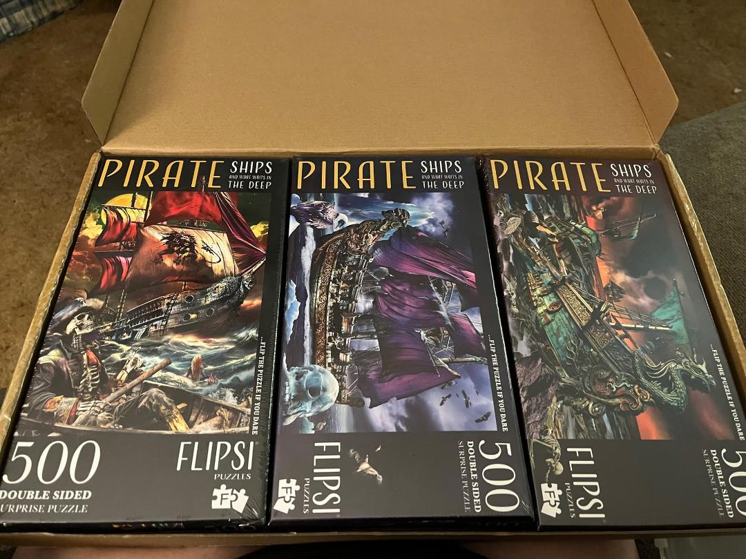 Been waiting for these! If you like puzzles with surprises, check these guys out. I like the scary ones, but they have others that aren’t scary. I highly recommend this company. The first puzzle I did, I lost a piece. I had
