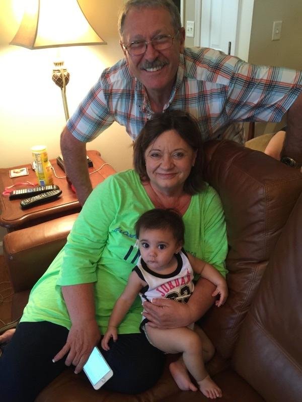 Grandma and grandpa with Ava!