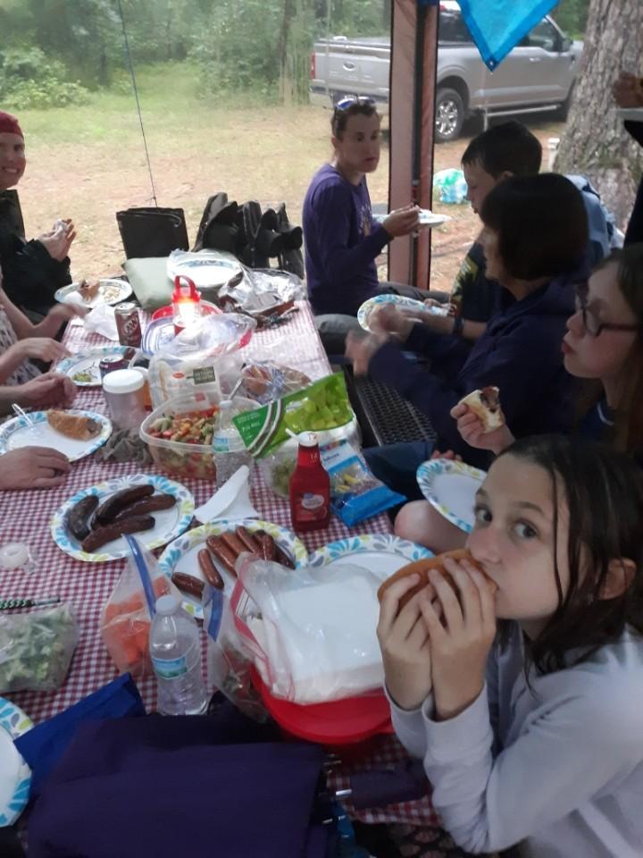 Salads and dogs and brats and fresh fruit