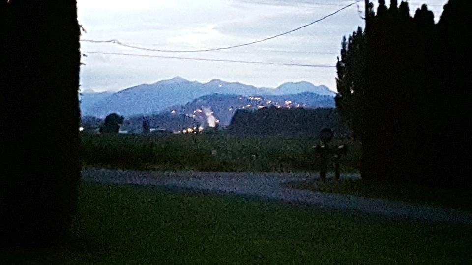 View of Vancouver from our travel trailer at night from Claytons back yard.