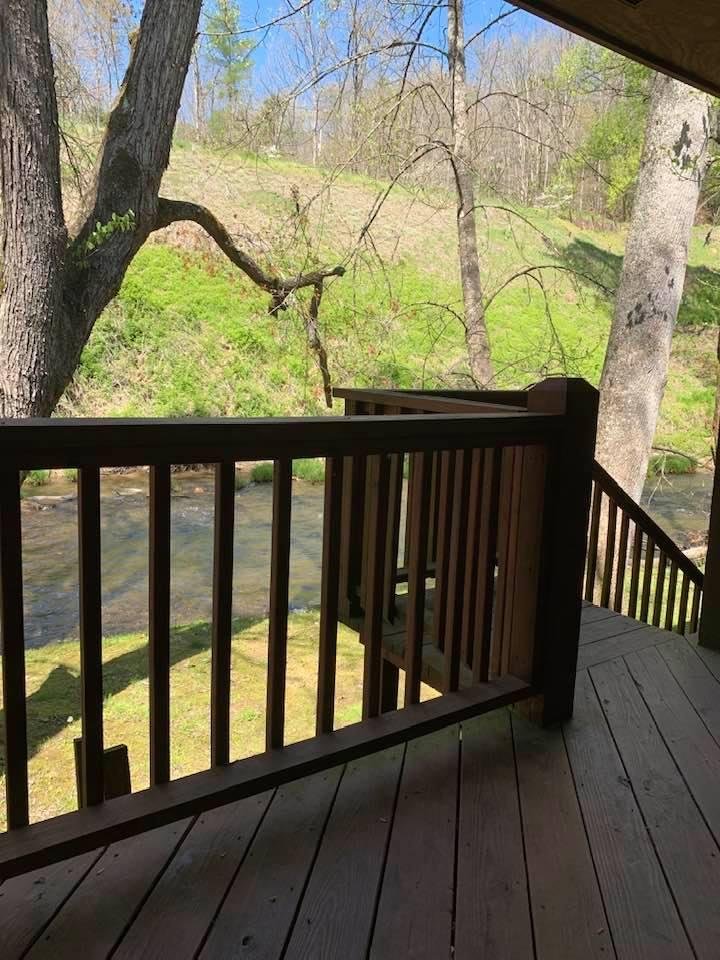View off the back deck at Creekside Hideaway.