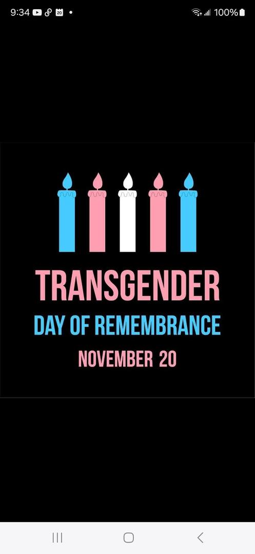 Today is Transgender Day of Remembrance, remembering those who have passed for being true to themselves. I am grateful to be accepted and loved by my peers and to live in peace.