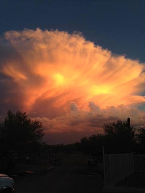 Very cool anvil cloud tonight looking south from Cave Creek.