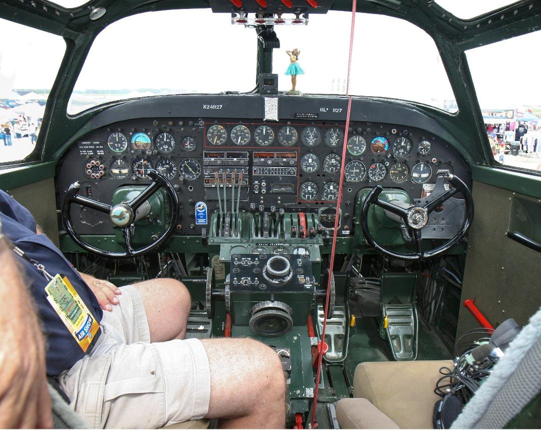 Cockpit view of a B-24 WWII bomber