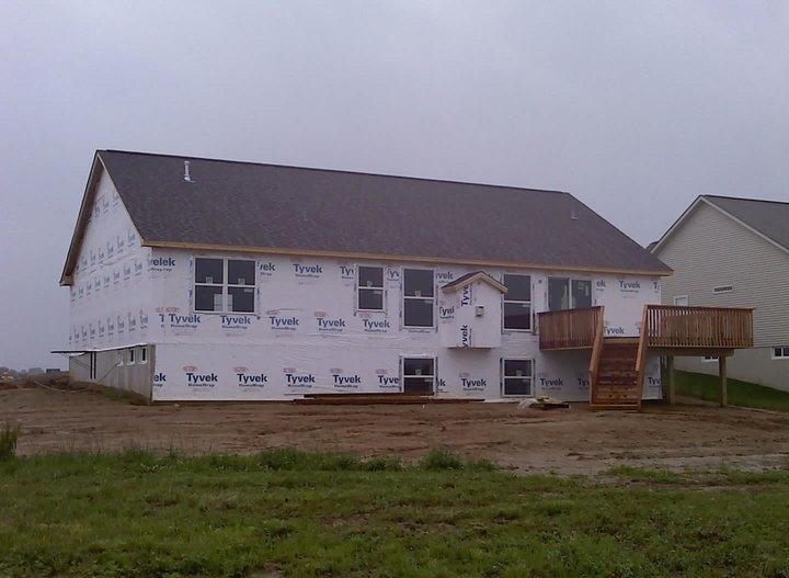 House in IL - deck
view of rear of new house in Illinois showing completed deck!