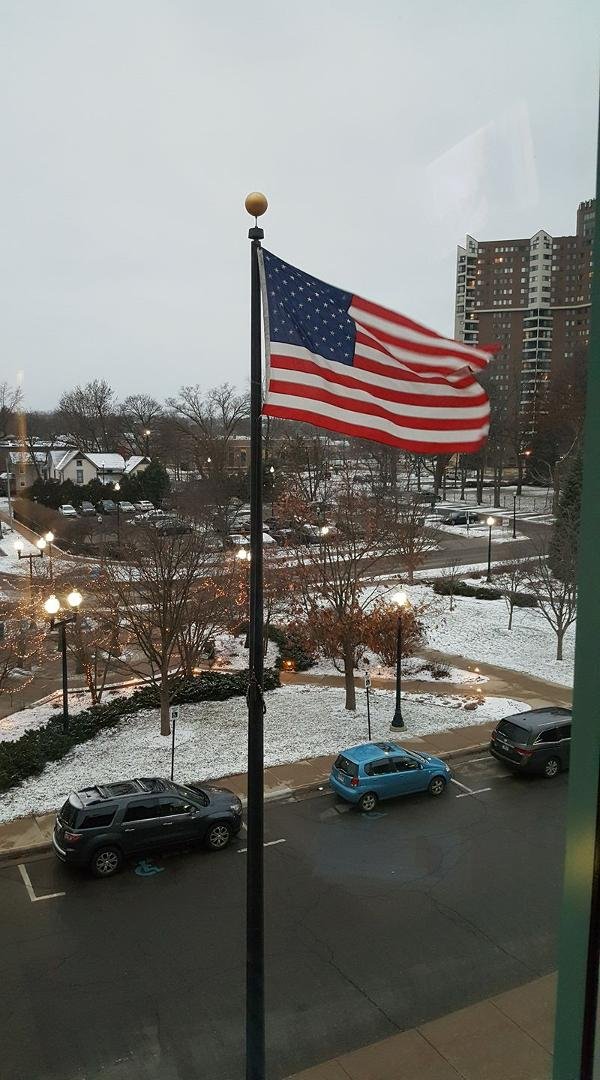 Patriotic view outside of Larry's hospital room window!