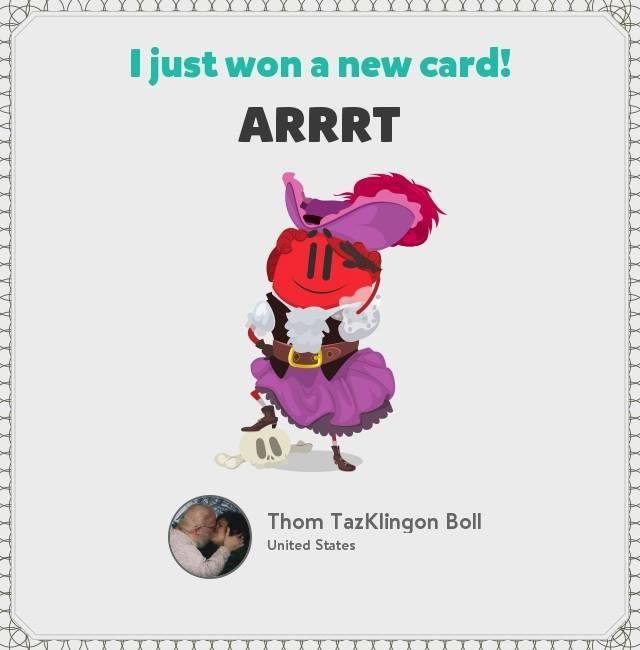 I just won the "Arrrt" card! Check out my collection!