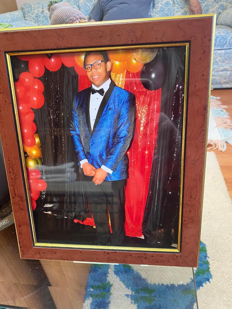 My grandson Jordan Poromon graduated in 2022 and tonight is the ceremony. This is a picture of his prom Jordan Poromon