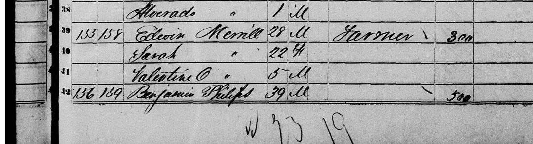 Census from Pittsfield Maine Shows mom's grandfather Valentine Orson Merrill and her great grandfather and great grandmother, Edwin and Sarah Merrill. Mom's father was Edwin Thomas Merrill.