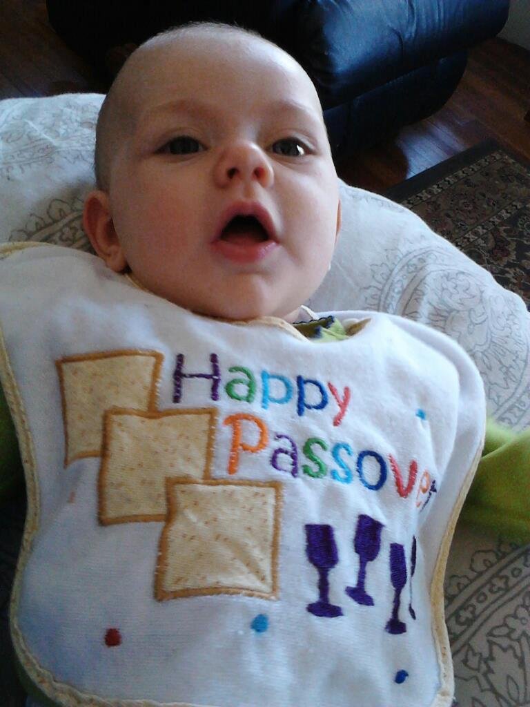 Baby Natalia in her Passover bib