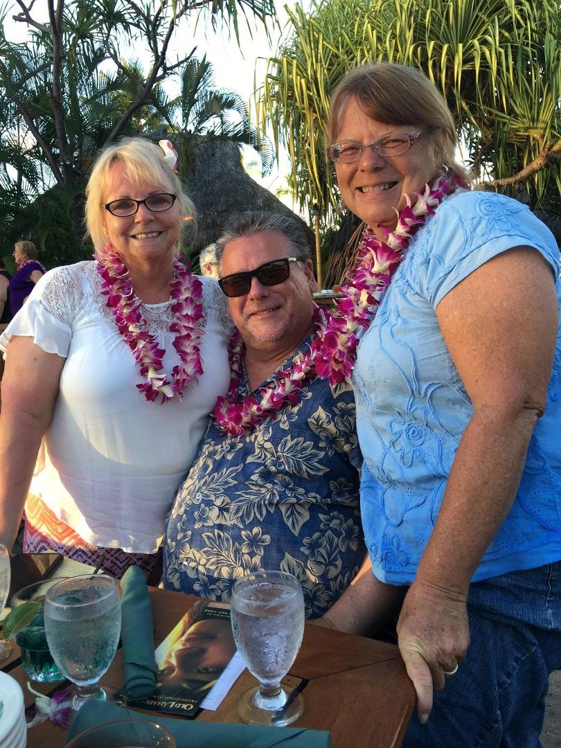 Double first cousin Lois, Kahuna (Mark), and Wanaka (Wanda) at Luau.