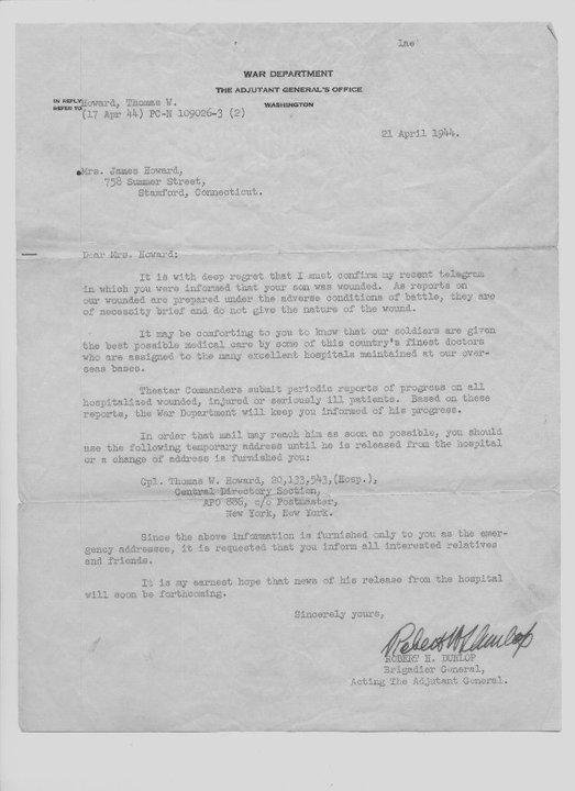 Notification of wounded in action