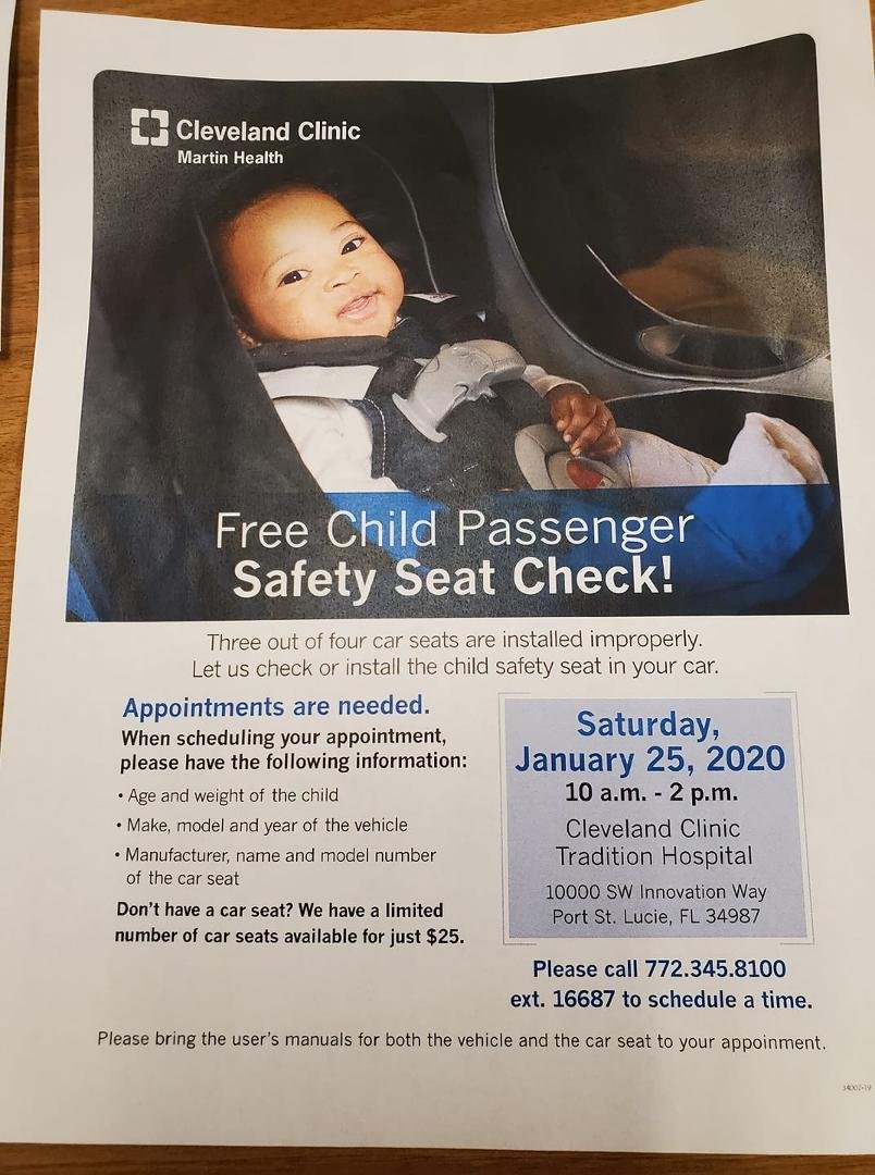 Take advantage of having a certified child seat installer check your sweet babies car seat #safekids #clevelandclinicmartinhealth