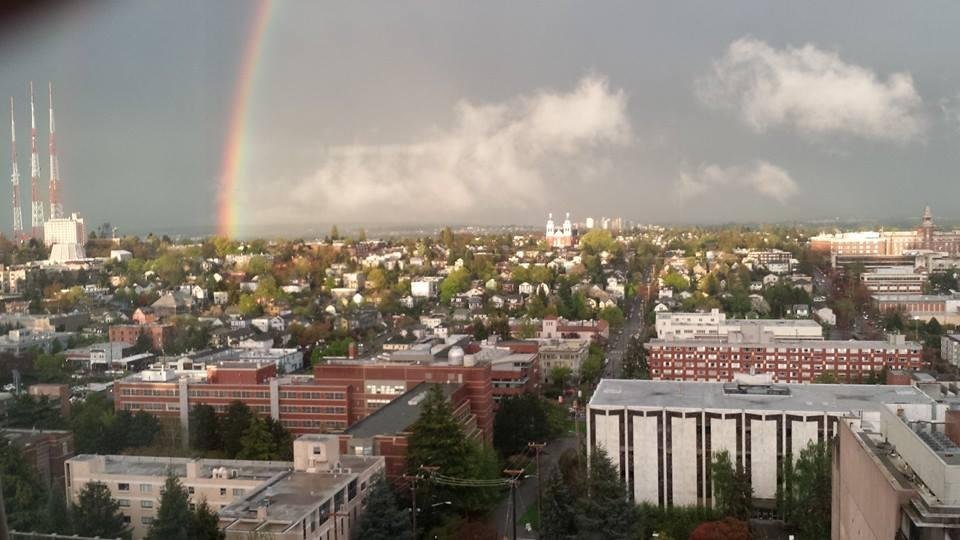 Taken from my hospital window looking east toward Bellevue from \"pill hill\" in Seattle