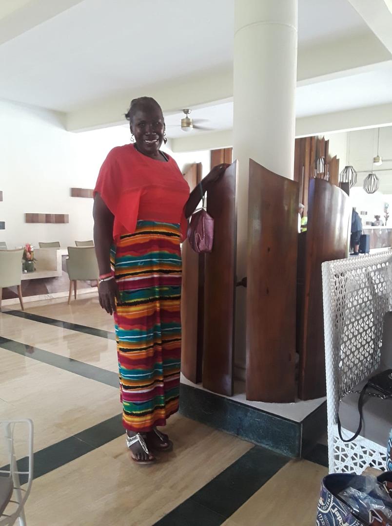My friend,  Linda was among us.  She in standing on the lobby of the Grand Palladium hotel and resort