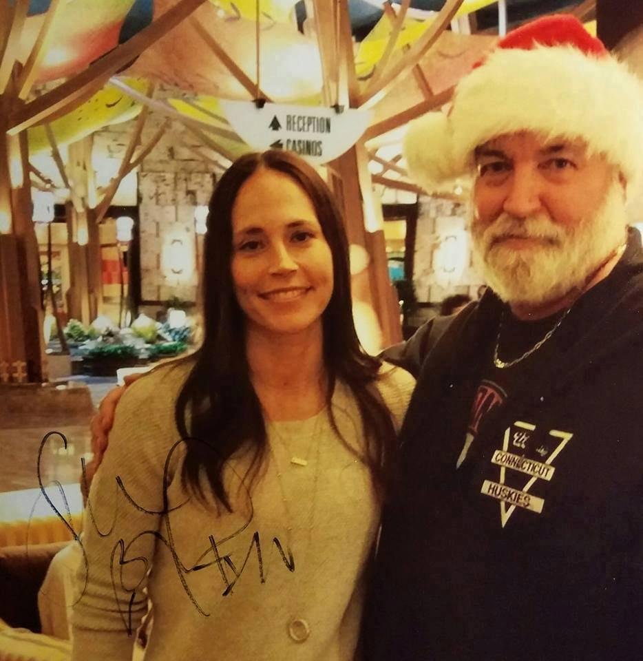 A blast from the past - celebrating Christmas with my old and dear friend Sue Bird .