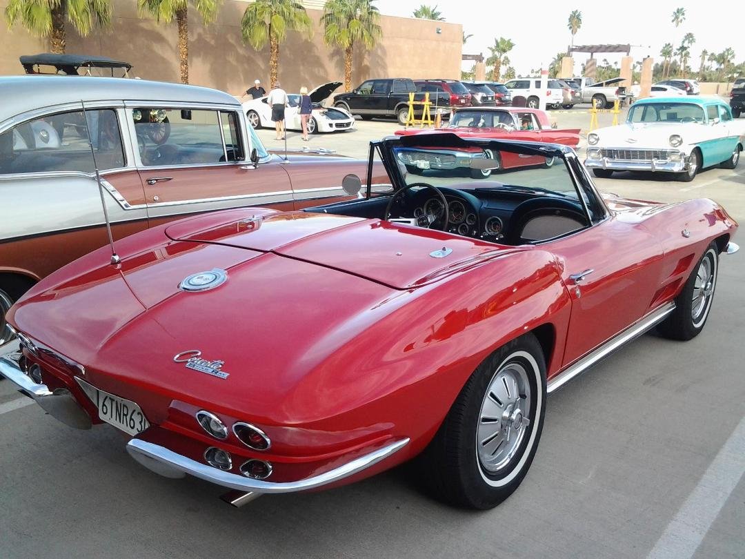Cruise Night in Palm Desert. Boys and thier toys. The "64" vette showed well. Red was in!!!
