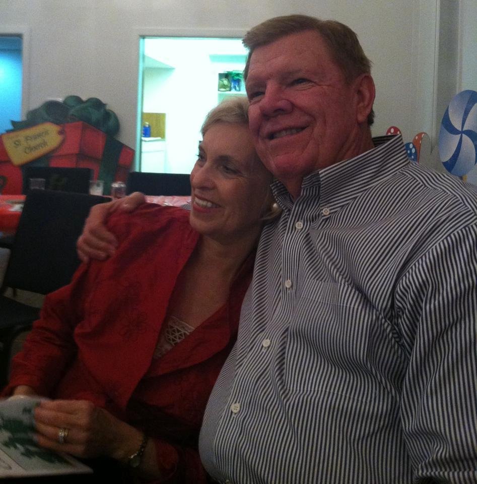 Pat Hill-Mason with husband Arles on her birthday eve. Taken at St Francis Episcopal Church in Houston at our dinner and singalong.