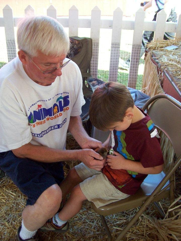 Angus holding a baby chick