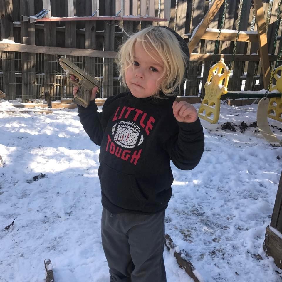 Parker playing in the snow this morning!