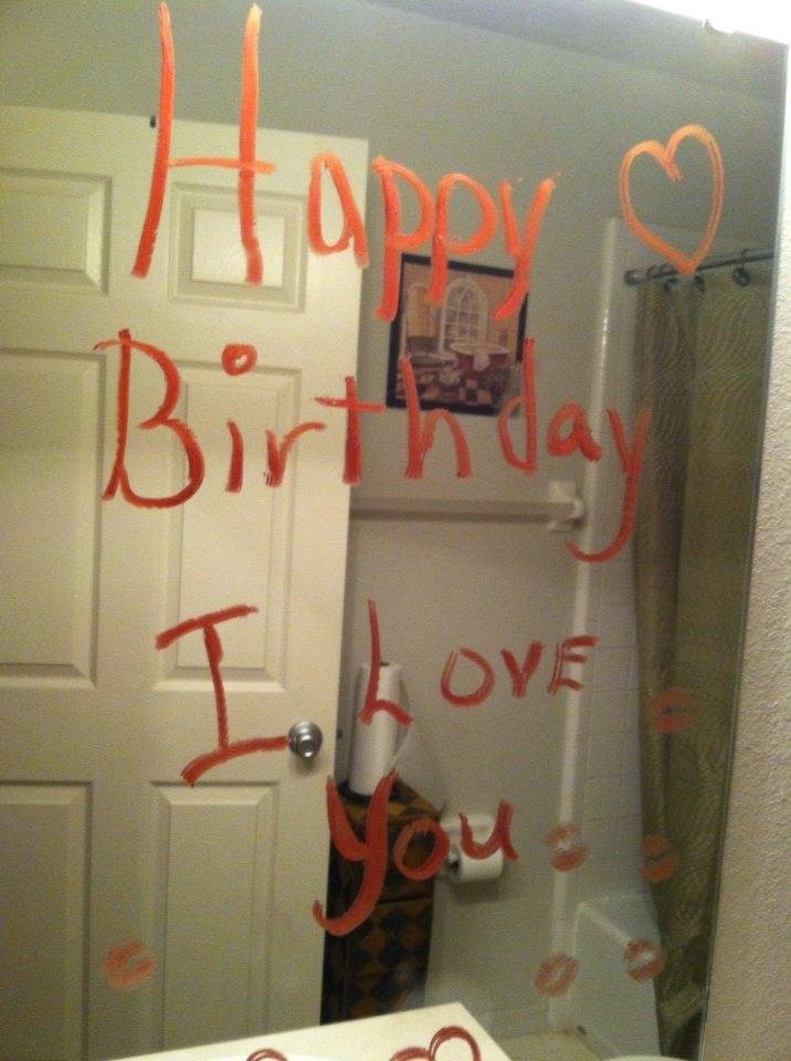When he woke up this morning this is what he found written on the bathroom mirror.Happy Birthday to my wonderful, amazing, God fearing,Loving Husband,Father,Granddaddy and Pastor Darryl Britton .