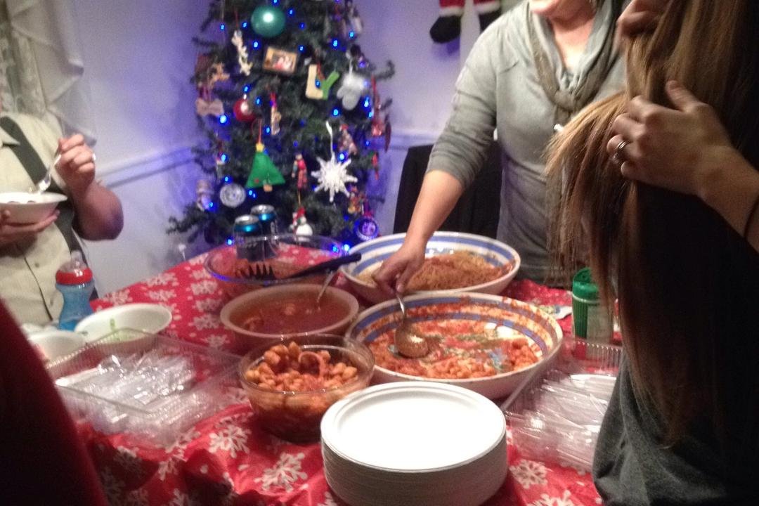 Over 60 friends and family enjoying our first Italian Christmas!!