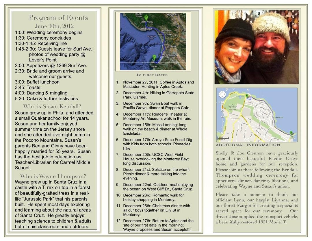 Our wedding program; Pg 2 for those who could not attend