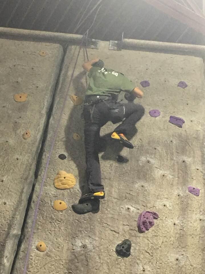 Tyler on the Flint Hill Rock climbing team!