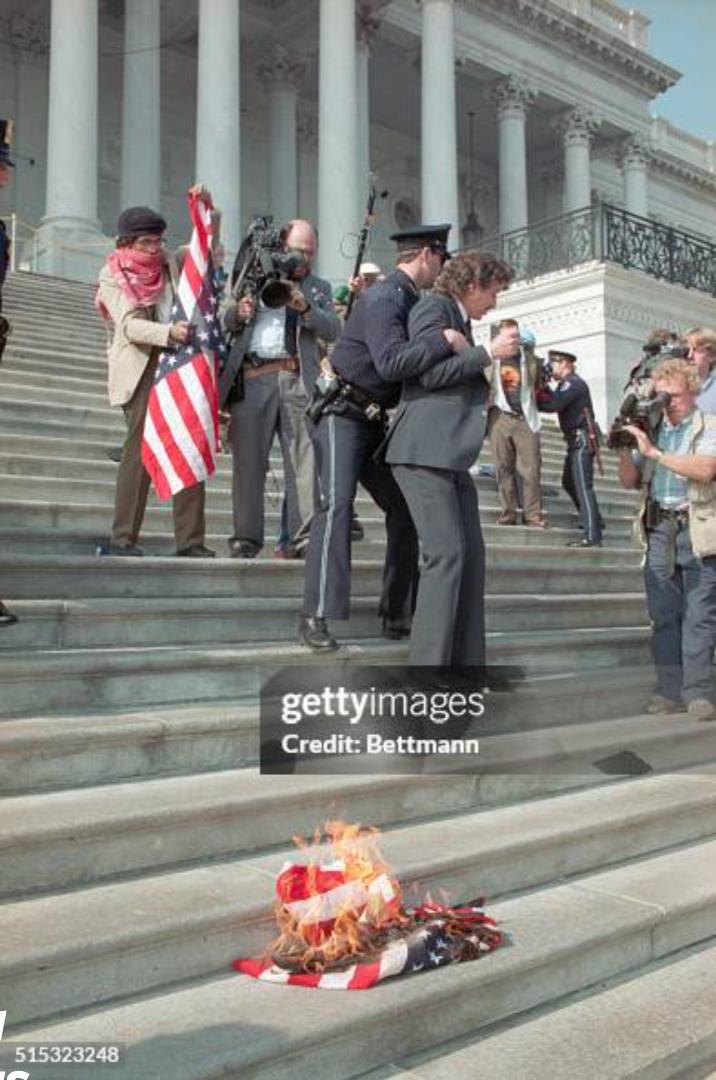 DAVE BLALOCK BEING ARRESTED ON THE STEPS OF THE US CAPITOL AFTER BURNING US Flag