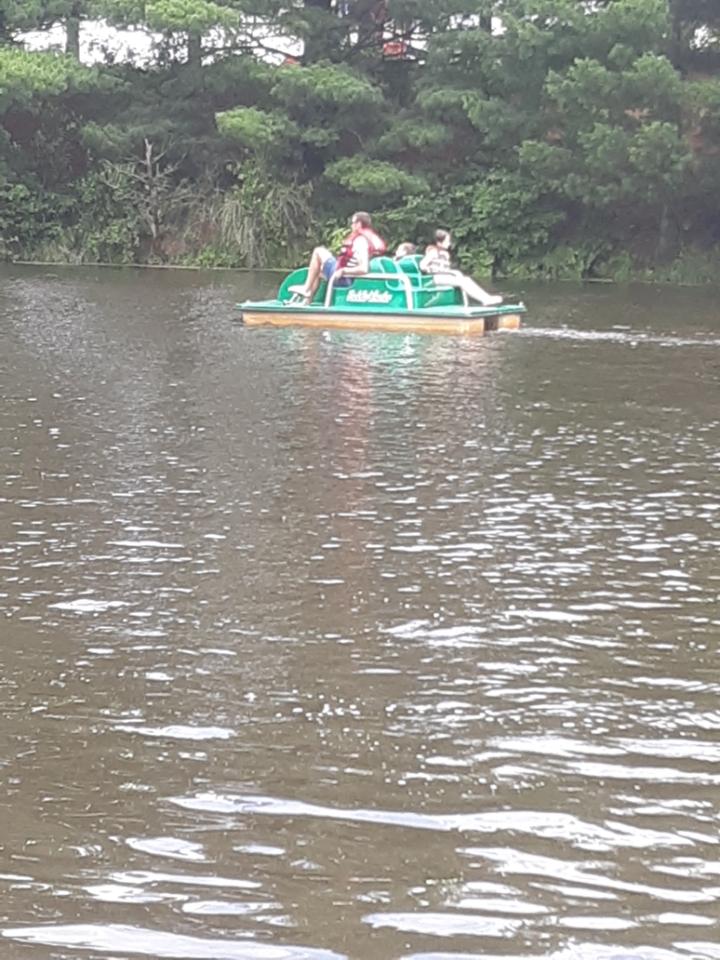 One group on a paddle boat cooling off