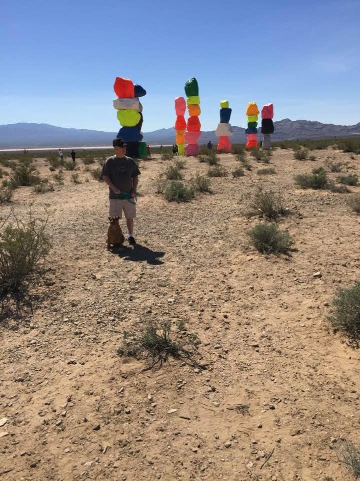 Vern and Tank at 7 magic mountains.