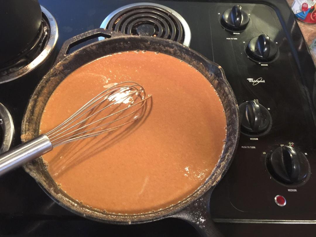 Making gumbo roux , getting there