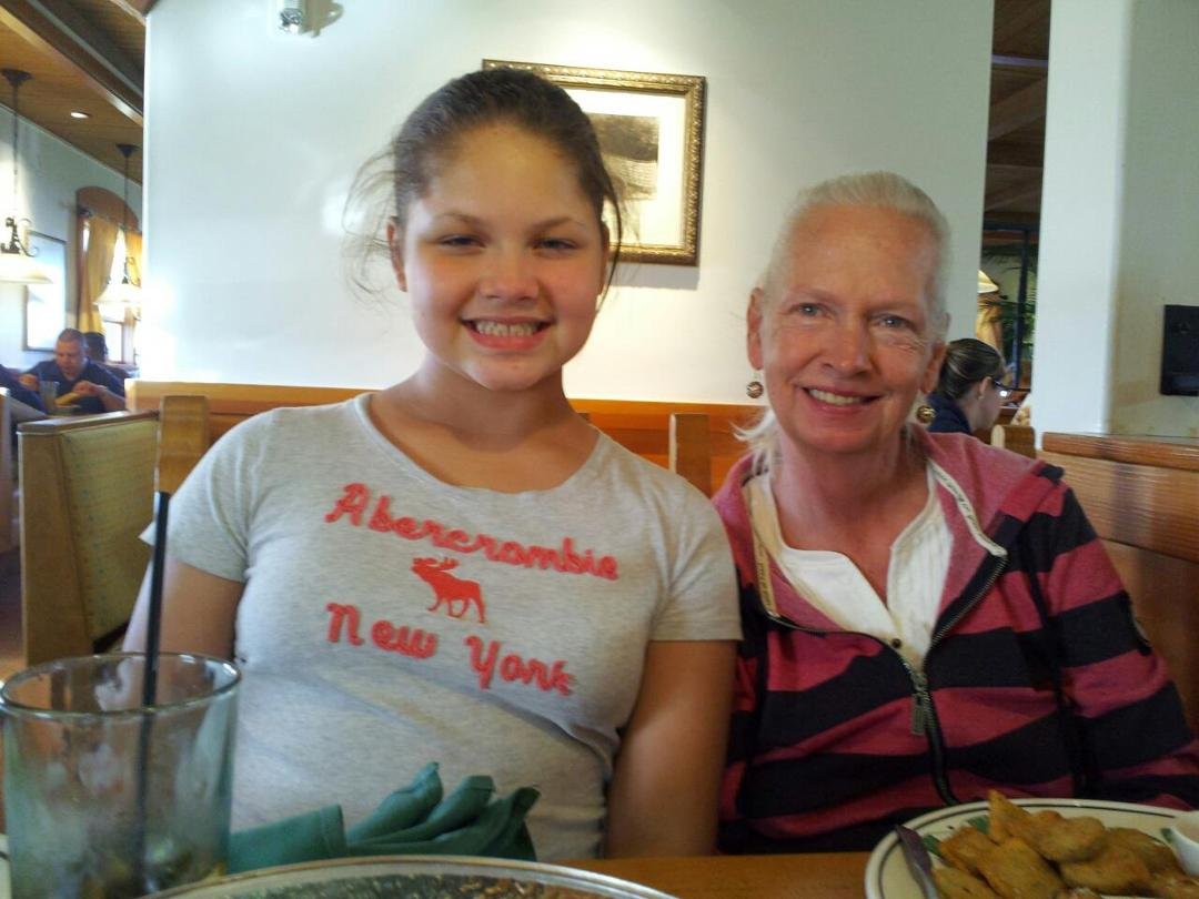 Summer and Pam and I having dinner .