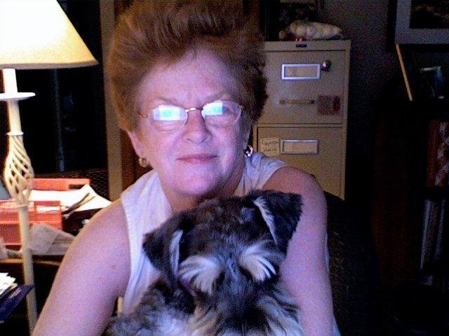 This is Mickey, our little male Schnauzer and Mommy Fran