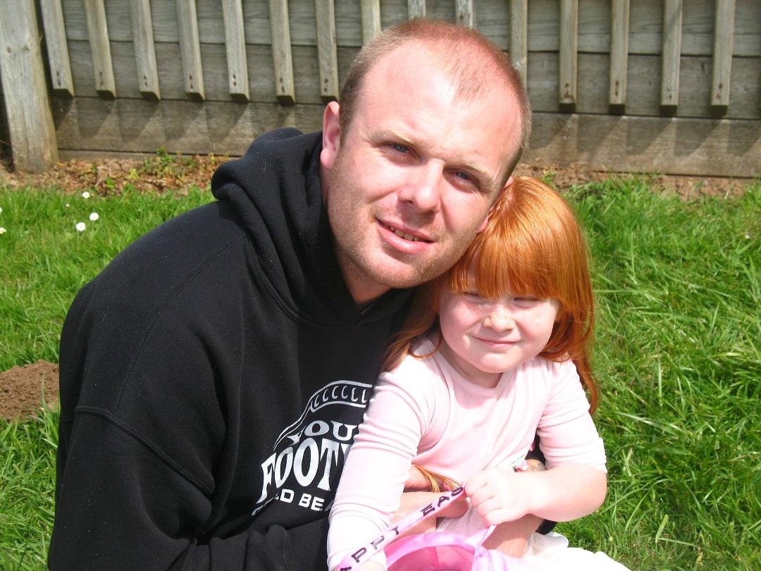 Daddy and Casper before Easter Egg Hunt in Gold Beach