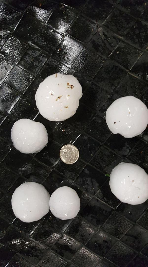 Golf ball size hail and one size of tennis ball in Corinth