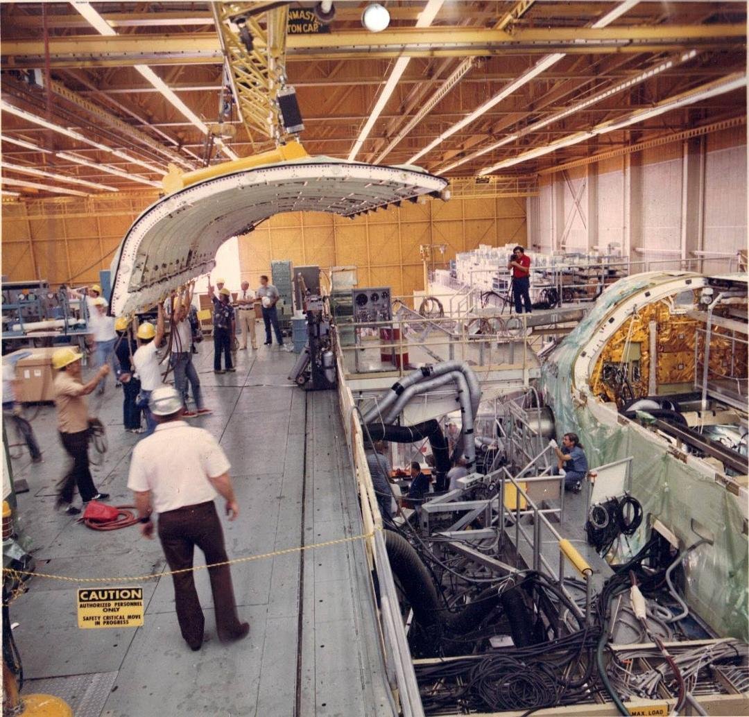 From my Orbiter Photo Archive
OV104 Payload Bay Door Installation - Air Force Plant 42, Site 1, Palmdale CA.