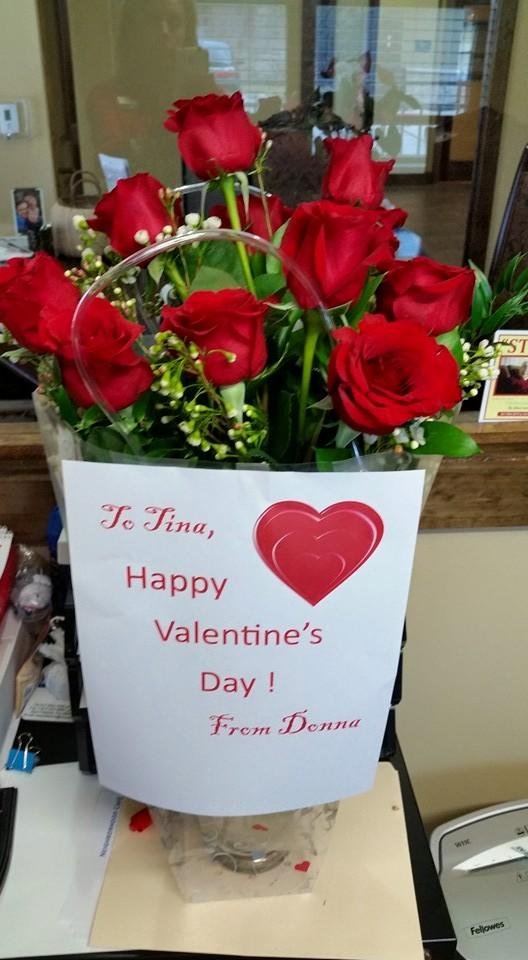So, I had to work today on Valentine's Day and came into this sweet surprise from one of my coworkers, who didn't even work today! Thank you, Donna! I really am blessed to work with such sweet and hardworking coworkers. Hap