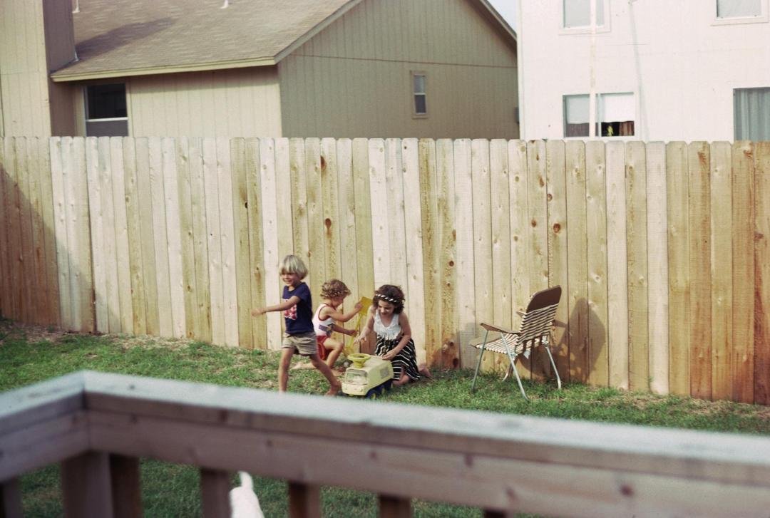 Playing in the backyard.